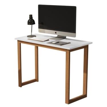 Imagem de escrivaninha mesa de estudo mdf com pes de madeira - Móveis Vg