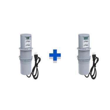 Imagem de Kit Torres Tomada Totem Slim Manual 2Tom 20A 2 e 3 USB 5.2A - CONNECT 