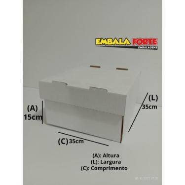 Imagem de 5 Caixas para Bolo e Torta com tampa Alta Resistente 35x35x15 - Embala