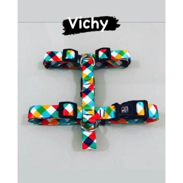 Imagem de Peitoral h + guia (vichy) - tamanho m - GUI DOGS