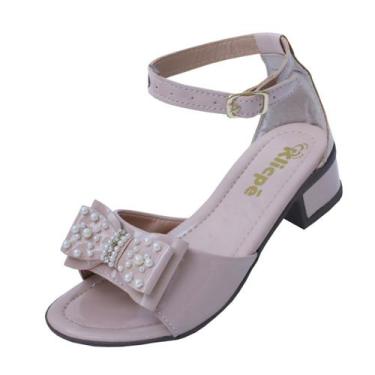 Imagem de Sandalia Infantil Menina  Salto Grosso Confortável  Brilho Laço Strass