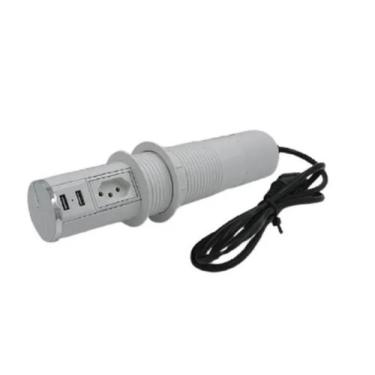 Imagem de Torre De Tomada + Usb Automática Multiplug Mini Totem Branca - Qtmov
