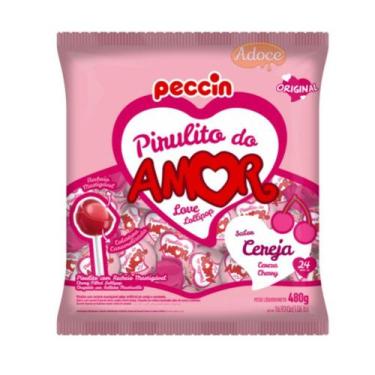 Imagem de Pirulito do amor rech.mastigável 24unx20g peccin, CEREJA