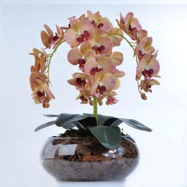 Imagem de Arranjo de Orquídea Artificial Outonada em Vaso Incolor Tina - Vila da