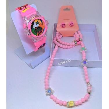 Imagem de kit Relógio infantil Digital Pisca Toca Musica Meninas + Conjunto Cola