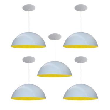 Imagem de Kit 5 Luminária Pendente Meia Lua 40cm Interior Amarelo Com Fiação 110