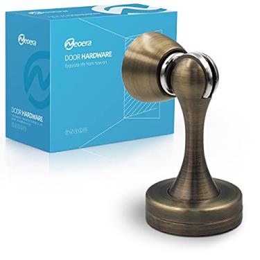 Imagem de Neoera Batente de porta magnético (cor de latão antigo), trava magnética forte para manter a porta aberta, antiferrugem, resistente para vários tipos de portas, suporte de parede e chão, 1 pacote