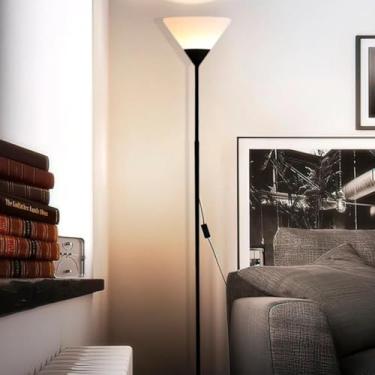 Imagem de Luminária de Chão Piso 1,68m Ideal para Leitura, Sala, Escritório ou Quarto - Abajur com Luz Indireta e Iluminação Aconchegante - Preto