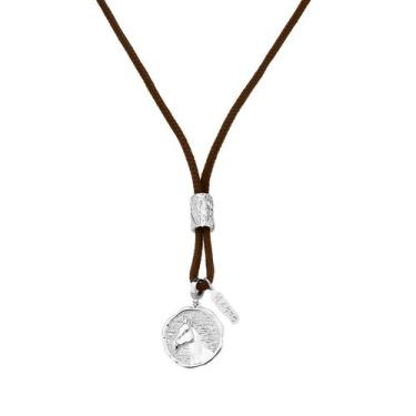 Imagem de Colar Cavalo e Tora de Madeira com Revestimento Prateado - VL ACCESSOI