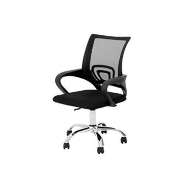 Imagem de Cadeira de Escritório Giratória NELL Preta com Altura Ajustável e Rodinhas - Formal de Escritório - Metal - Piso Duro - 56x52cm - 1.2E+2kg - Indoor - Adulto - Escritório