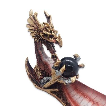 Imagem de Incensário Vareta Dragão Mágico Bola Cristal 33cm Vermelho