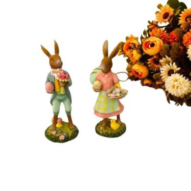 Imagem de Coelho de páscoa casal em resina - Cromus, Casal