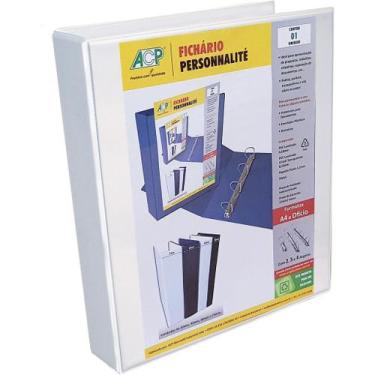 Imagem de Pasta Fichário Branca Personalizável A4 c/100 env. médios c/4 argolas 