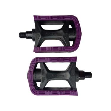 Imagem de Pedal Pedaleira Nylon Bike Rosca Fina 1/2 Metalciclo Bicolor Roxo Bici