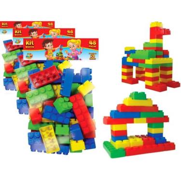 Imagem de Kit Blocos Monta Monta com 144 Peças Infantil Tamanho Grande - GGB Bri