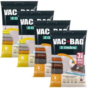 Imagem de Conjunto 4 Saco Vácuo Organizador Guardar Edredom Roupas M G - Ordene