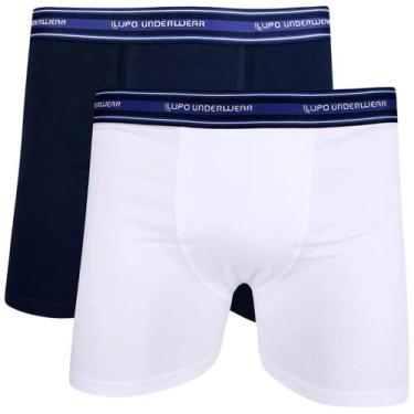 Imagem de Kit Com 2 Cuecas Boxer Adulto Algodão Lupo, Branco, Azul marinho, GG (
