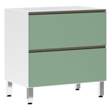 Imagem de Balcão Sem Tampo 80cm Basculante Branco Com Verde Jade - LUCIANE