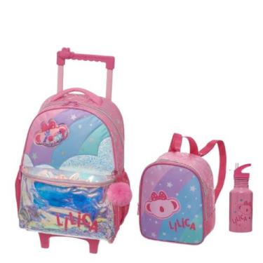 Imagem de Mochila De Rodinhas Lancheira e Garrafa Lilica Ripilica, Rosa