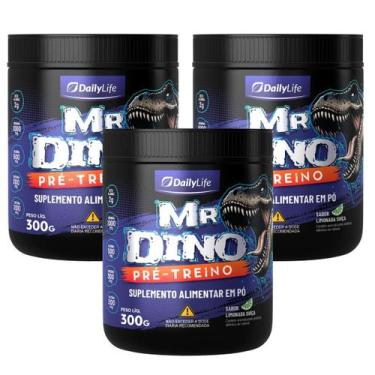 Imagem de Kit 3x Pre Treino Mr Dino Suplemento em Po Arginina Taurina Tirosina C