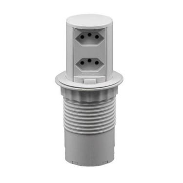 Imagem de Torre De Tomada Embutir Pop 2 Tomadas 20a Cinza - QTMOV