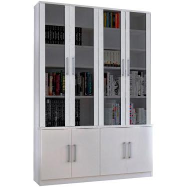 Imagem de Estante Livreiro 8 Portas Vidro Fumê Legend F04 Branco - Mpozenato, Br