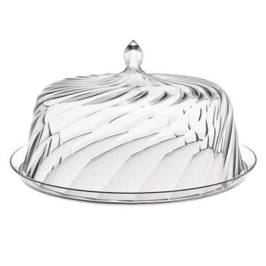 Imagem de Porta Bolo Torta 25cm Transparente Glassy com Cúpula Crippa Boleira Doces Petiscos