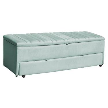 Imagem de Calçadeira Recamier Baú Sapateira Ayla Veludo Casal 140cm Tampo Reto -