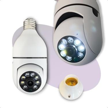 Imagem de Câmera Lâmpada de Segurança e Espiã Full HD 1080p Wi-Fi 2.4Ghz Visão Noturno Infravermelho Sensor de Movimento Giratória 360 graus Luz LED Alarme Suporte a Gravação Local com SDCard de até 128GB