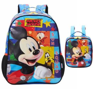 Imagem de Kit Mochila Escolar Mickey Disney Mouse Costas M Lancheira - Xeryus