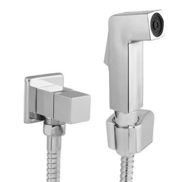 Imagem de Ducha Higiênica Quadrada Banheiro Lavabo Super Luxo 1/4 de Volta Metal