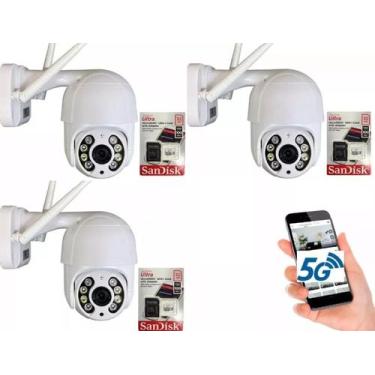 Imagem de Kit 3 Camera Wifi 5g Yoosee Ip + 3 Cartão De Memória Sd 32gb - SMART C