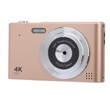 Imagem de Câmera Digital, Câmera de Vídeo Pequena 4K 48MP Com Tela IPS de 2,4 Polegadas, Zoom Digital 16X, Flash, Câmera Compacta para Estudantes Adolescentes (GOLD)