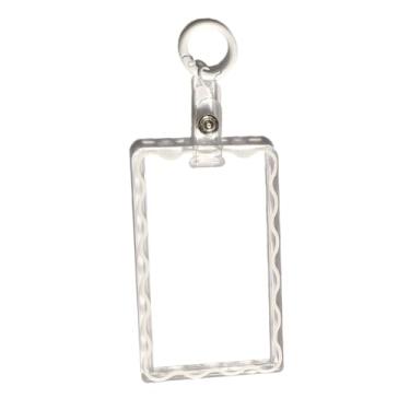 Imagem de JINZHOUFZ Porta-cartão de onda de cor simples, porta-cartões de foto de ídolo Kpop transparente de acrílico, fofo, coração, identidade, cartão de crédito, capa protetora com pingente de chaveiro