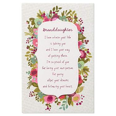 Imagem de American Greetings Cartão de aniversário para neta (borda floral)