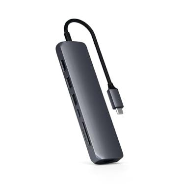 Imagem de Satechi Adaptador Ethernet USB C Multi Portas - 4K HDMI, 60W USB C PD, 2 USB-A, Leitor de Cartão SD/Micro - Para M2/ M1 MacBook Pro/Air, M2/ M1 iPad Pro/Air, M2 Mac Mini, iMac M1 (Cinza Espacial)
