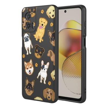 Imagem de HTXWXJC Capa de telefone para Moto G73, Motorola G73 XT2237 capa à prova de choque flexível bumper TPU capa macia padrão cão capa de telefone para Motorola Moto G73 cachorro preto