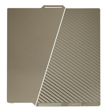 Imagem de RETUXEP Placa De Construção Bambu Com Padrão De Favo De Mel E Fibra De Carbono Gravada Para Impressora 3D Bambu Labs X1C/X1/X1E/P1P/P1S/A1, Placa De Aço De Mola De Folha Flexível De 0,5 Mm De Dupla