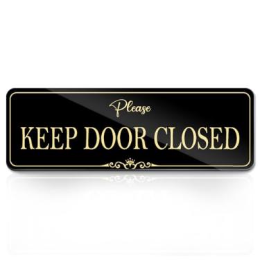 Imagem de Placa de parede autoadesiva acrílica para manter a porta fechada de 22 x 7,6 cm, ótima para lojas de escritório e negócios (preto royal)