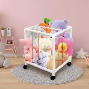 Imagem de Armazenamento de Animais de Pelúcia, Caixas de Armazenamento de Brinquedos Infantis do Zoológico de Animais de Pelúcia Com Rodas, Organizador de Animais de (H Corda Completa