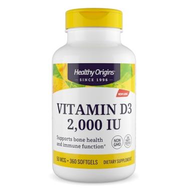 Imagem de Healthy Origins Vitamina D3 (Lanolina) 2.000 UI - Suplementos De Vitamina D Facilmente Absorvíveis - Suplemento De Vitamina D3 Sem Glúten - 360 Cápsulas Gelatinosas