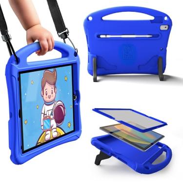 Imagem de Capa infantil Bam Bino Space Suit para iPad 9ª geração, iPad 8ª/7ª/10,2 polegadas | Capa leve com protetor de tela, alça, suporte, alça de ombro, porta-lápis (azul galáctico)