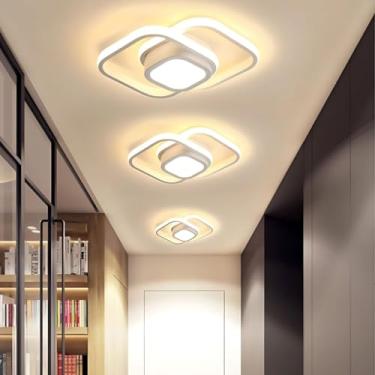 Imagem de Luminária de Teto Moderna LED, Plafon Sobrepor Quadrado, 3 Cores de Luz, Branco