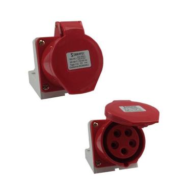 Imagem de Tomada Industrial de Sobrepor / Parede - 380V - Vermelho 3P+N+T de 6H - 380Vca - 32A Vermelho