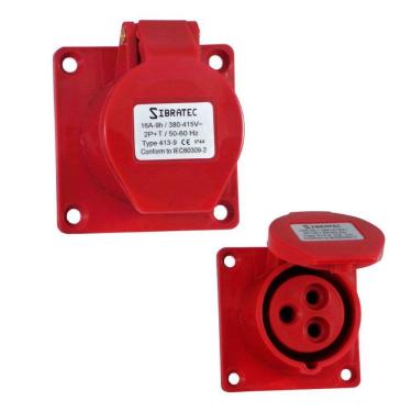 Imagem de Tomada de Embutir Industrial - 380V Vermelho 3P+N+T de 6H - 380Vca - 32A Vermelho