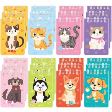 Imagem de MARFOREVER Pacote com 24 mini blocos de notas de animais fofos em espiral com tema de cachorro, lembrancinhas de festa de gato, mini cadernos, presentes para estudantes, recompensa no primeiro dia de