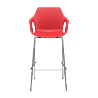 Imagem de Banqueta Vesper Alta 4 Pés Estrutura Cromada com Braços Fixos - Plaxme