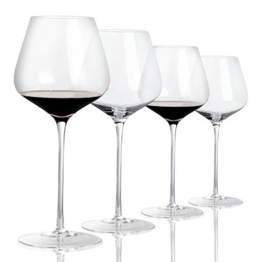 Imagem de ACHEER Conjunto de 4 taças de vinho tinto de cristal vinho vinho de 680 ml, leves, transparentes, ultrafinas, altas, sopradas à mão com caixa de presente - Perfeito para degustação de vinho,