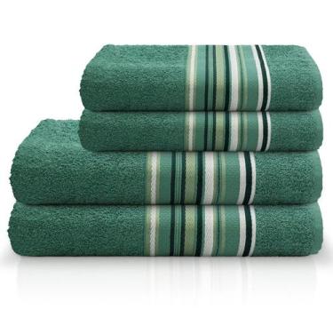 Imagem de Jogo de Toalhas 4 peças Banho + Rosto Vegas Camesa, Verde Escuro