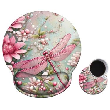 Imagem de Mouse pad com gel de suporte de pulso, mouse pad ergonômico com descanso de pulso confortável, mousepad para jogos, base de poliuretano antiderrapante para laptop, escritório, fácil digitação e alívio